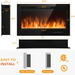GoPlus (Costway) 36'' Recessed/Wall-Mounted Electric Fireplace