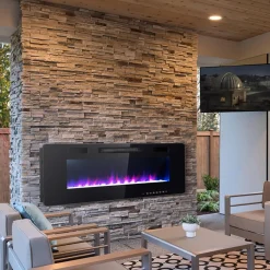 Ontel Products 60'' Ultra-Thin Recessed/Wall-Mounted Electric Fireplace