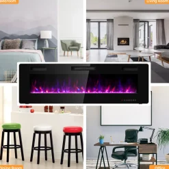 Ontel Products 60'' Ultra-Thin Recessed/Wall-Mounted Electric Fireplace