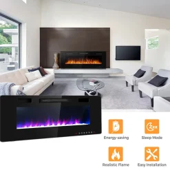 Ontel Products 60'' Ultra-Thin Recessed/Wall-Mounted Electric Fireplace